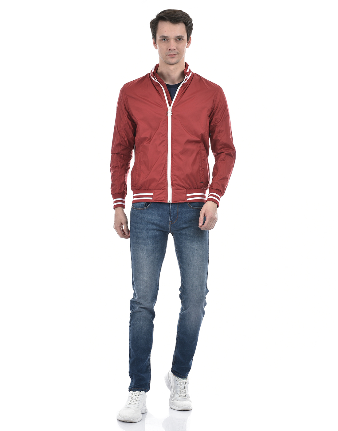 Numero Uno Men Striped Maroon Jacket